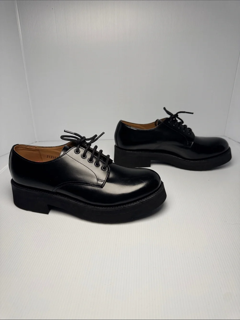 GRENSON Carol Derby Shoe Hi Shine Black Leather Lace-Up Dress Shoes Men's 6.5